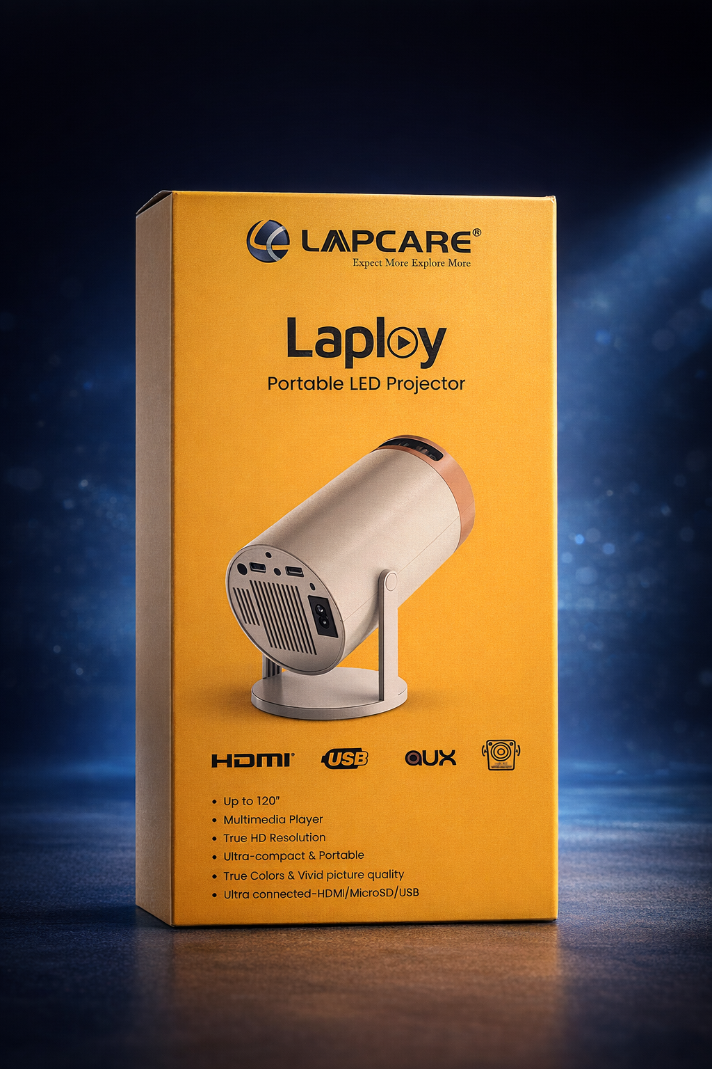 Lapcare Laplay 1080P Full HD Portable Projector | 1-Year Replacement Warranty | Home Theatre Projector India