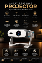 Xnano X3-2.0 Smart Portable Projector | 4K Decoding, Android OS, 2.4G + 5G Wi-Fi, Screen Mirroring & HDMI | Home Cinema & Gaming Projector