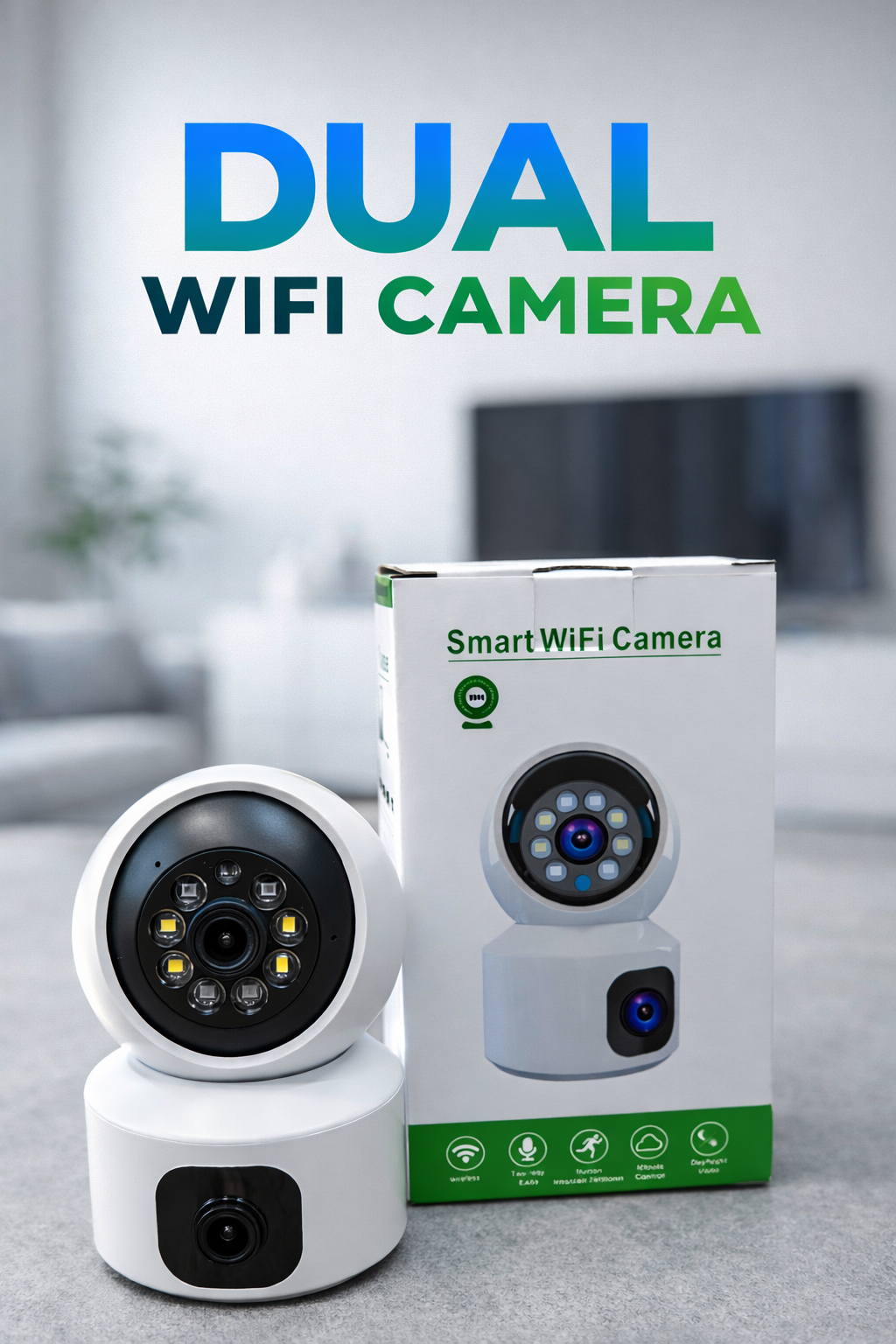 Dual Indoor Security Camera – 4MP (2+2) | 360° Smart Surveillance