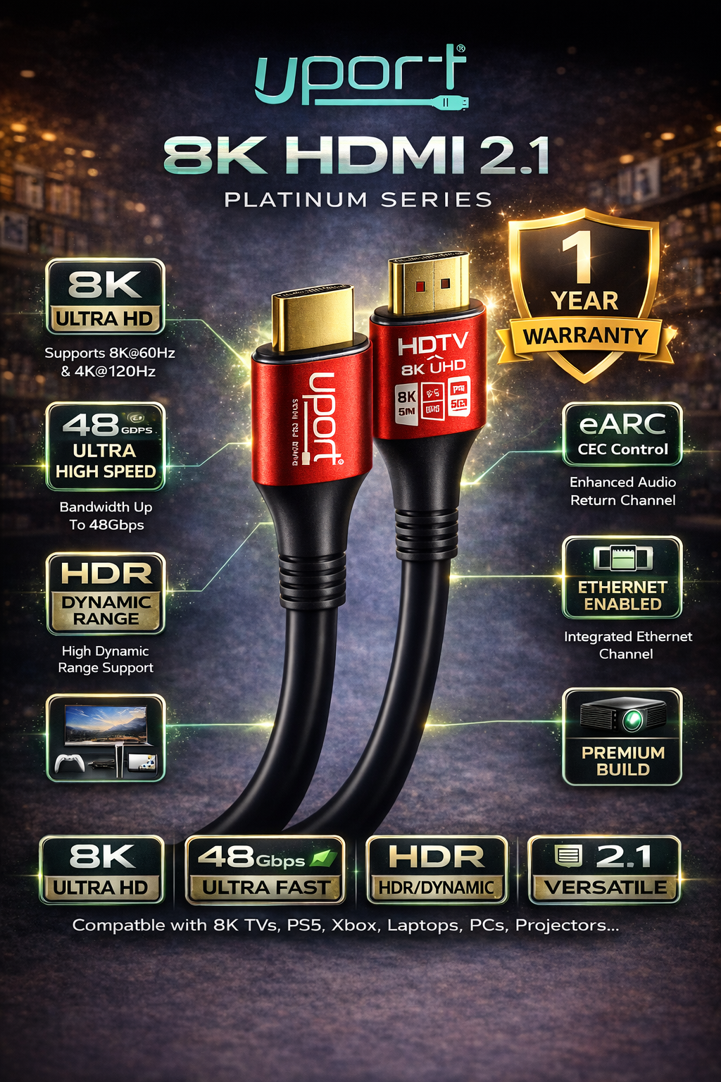 UPORT 8K HDMI 2.1 Platinum Series Cable