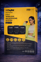 DigiTek DWM-101 PRO 2-in-1 Wireless Microphone System | 2.4GHz | 100m Range | Pro Audio for DSLR, Smartphone & PC | 1 Year Warranty