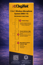 Digitek DWM-116 2-in-1 Wireless Microphone System for Smartphone & DSLR | Crystal Clear Audio | 1 Year Warranty