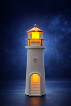 Moonlit Beacon Lighthouse Lamp with Moon Projection | Motion Sensor Night Light | USB Rechargeable Ambient Light for Bedroom & Home Decor