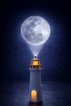 Moonlit Beacon Lighthouse Lamp with Moon Projection | Motion Sensor Night Light | USB Rechargeable Ambient Light for Bedroom & Home Decor