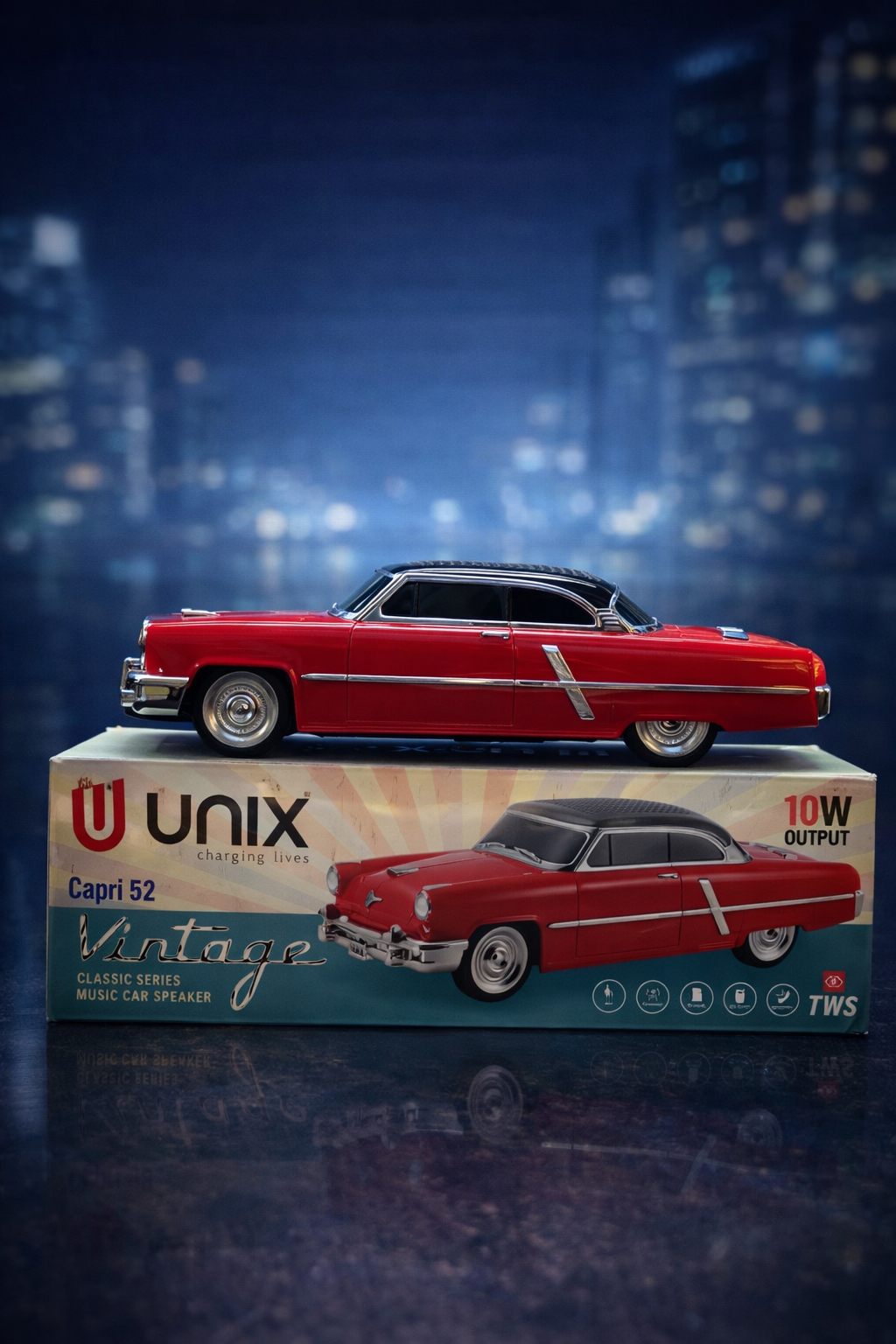 UNIX Capri 52 Vintage Bluetooth Speaker | Classic Car Design | 10W Powerful Sound | TWS Stereo | Wireless Music Speaker for Home & Gifts