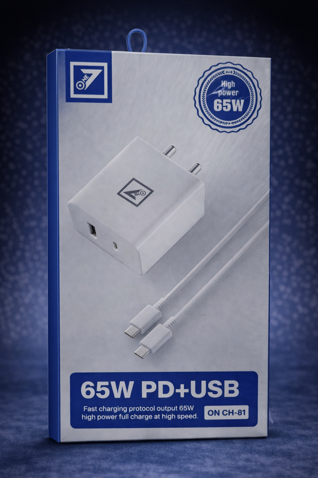 65W PD + USB Fast Charger (ON CH-81) | Type-C Power Adapter with Cable