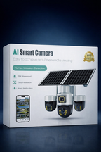 AI Smart Solar Security Camera – 15MP 3 Lens 360° Outdoor WiFi CCTV with Human Detection & Color Night Vision