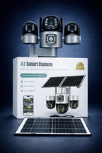AI Smart Solar Security Camera – 15MP 3 Lens 360° Outdoor WiFi CCTV with Human Detection & Color Night Vision
