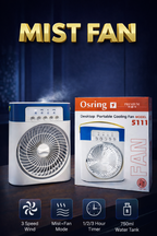 Osring 5111 Premium 5 Layered Mist Fan – 30W Desktop Portable Cooling Fan with 3 Speed Wind & 750ml Water Tank