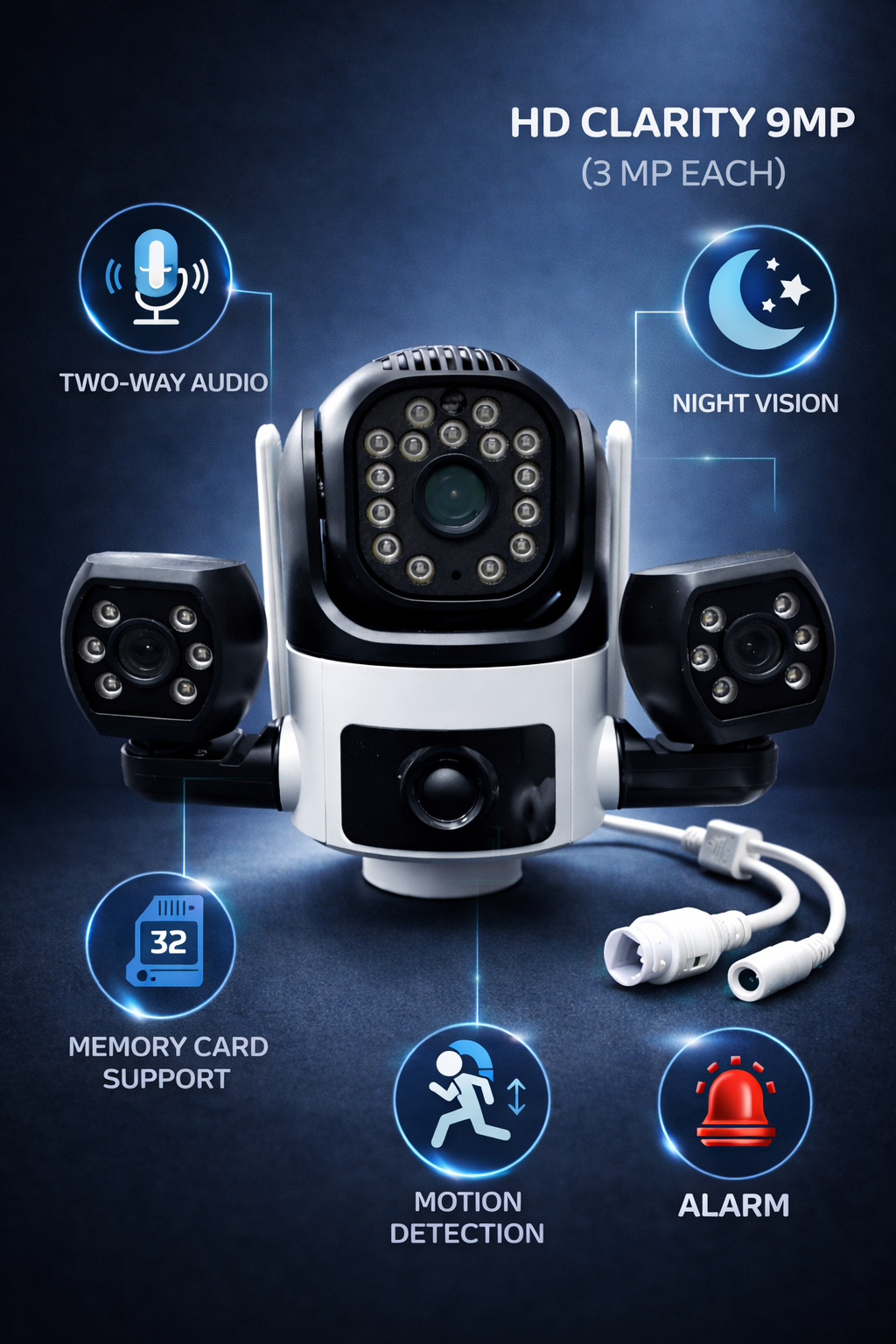 TRIPLE CC CAMERA – 4G/5G SIM Smart Security Camera (9MP HD)