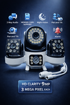 Triple CC Camera 9MP WiFi Security Camera | 360° Pan & Tilt | Smart Home Surveillance