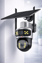 COFE Dual Lens Solar 4G Security Camera – 3MP + 3MP Linkage, 10X Zoom, 360° View (2-Year Warranty)