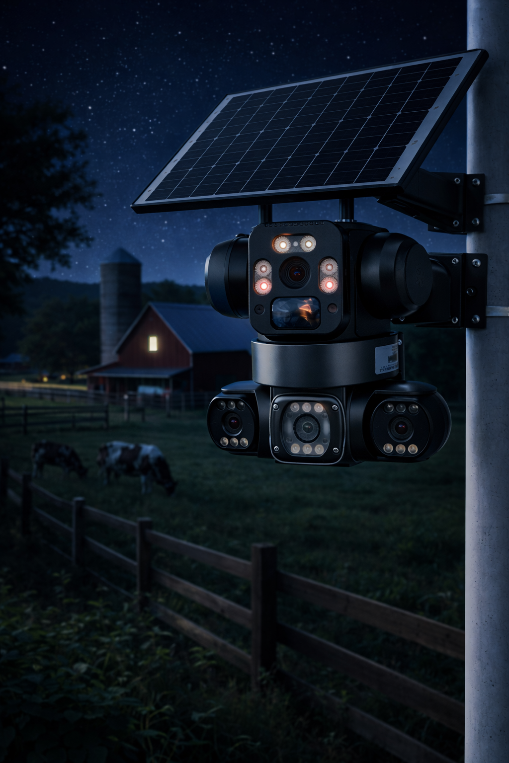 Intelligent Solar Security Camera – Triple Camera with SIM Support