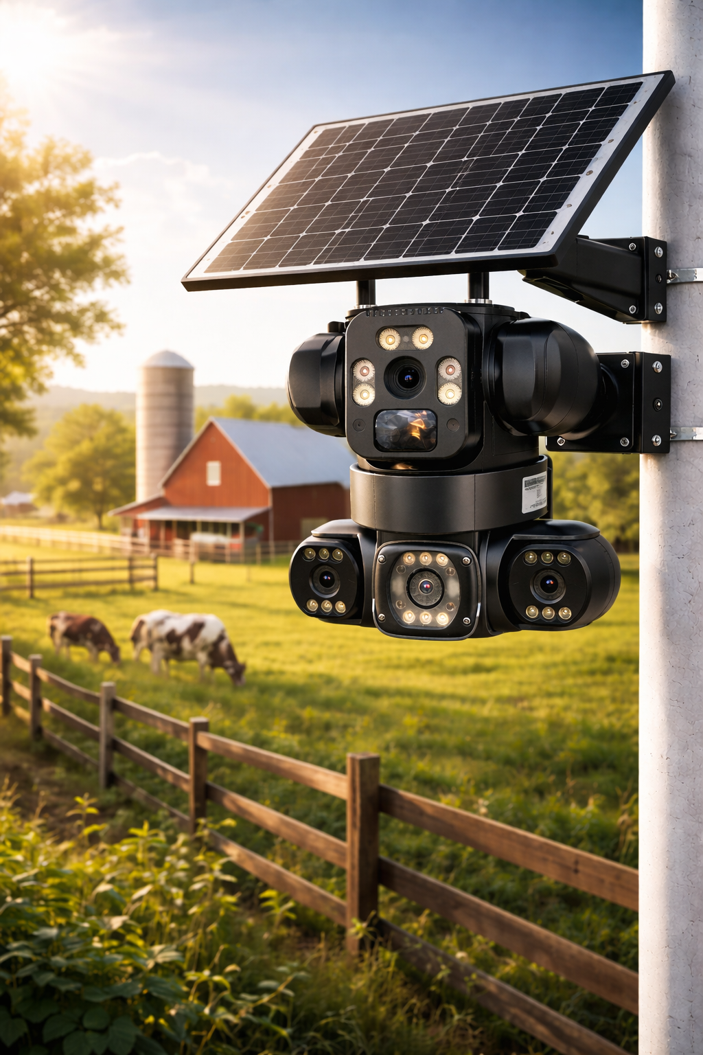 Intelligent Solar Security Camera – Triple Camera with SIM Support