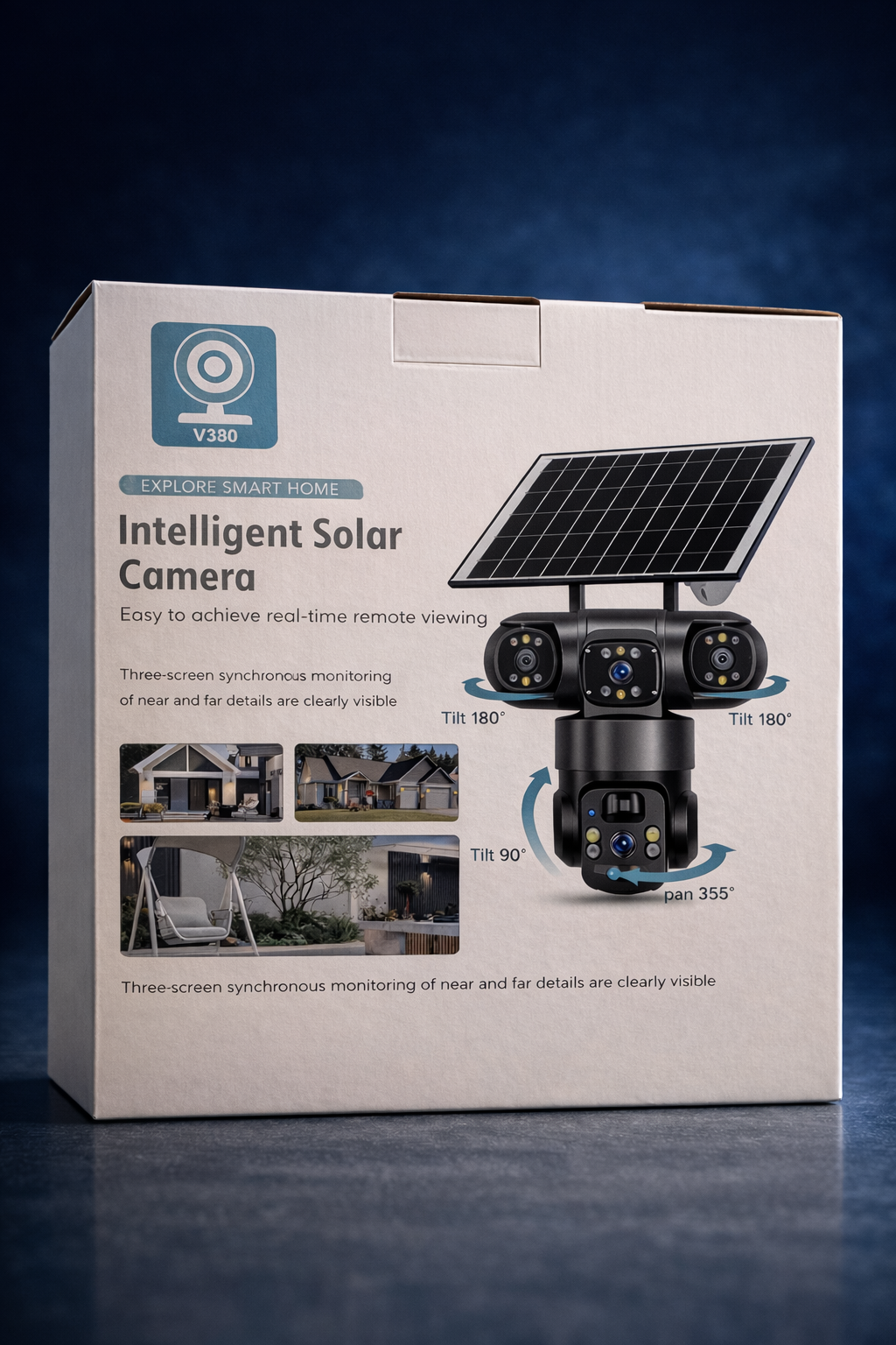 Intelligent Solar Security Camera – Triple Camera with SIM Support