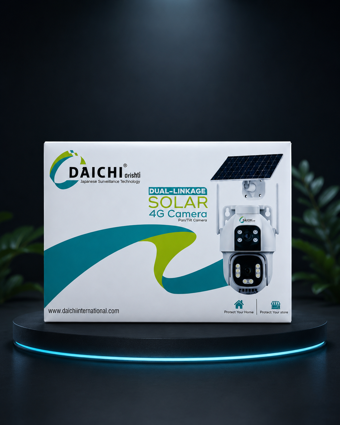 DAICHI Dual-Linkage Solar 4G PTZ Security Camera | AI Motion Tracking, HD Night Vision & Solar Powered Surveillance