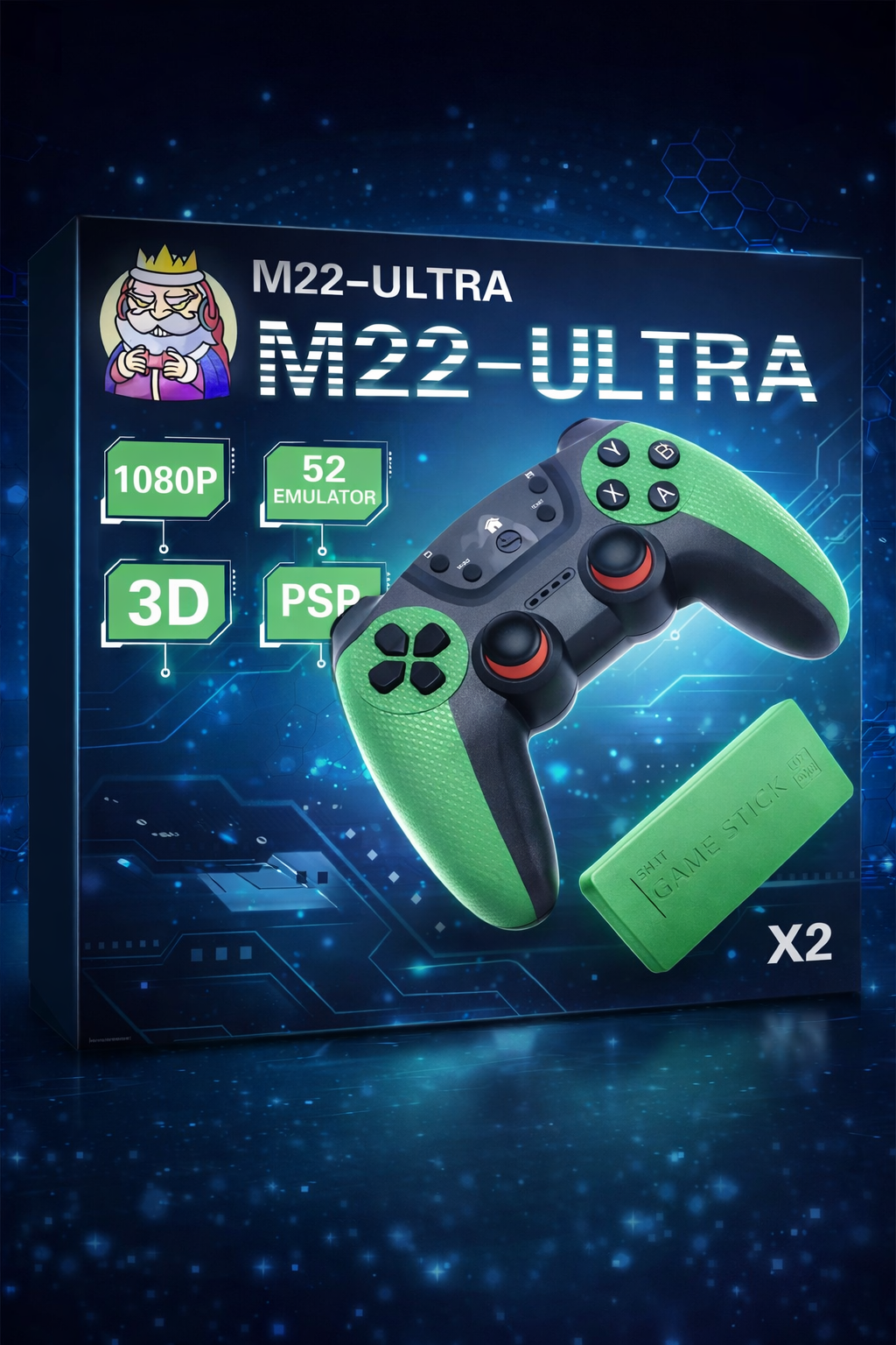 M22 Ultra Wireless Game Stick – 4K HD Retro Gaming Console with Dual Controllers | 52 Emulators | Plug & Play Gaming System