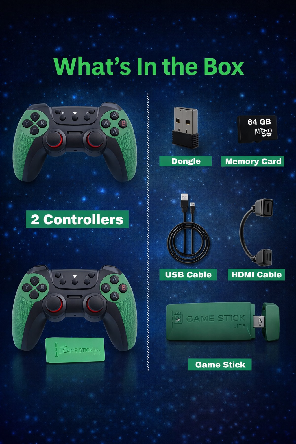 M22 Ultra Wireless Game Stick – 4K HD Retro Gaming Console with Dual Controllers | 52 Emulators | Plug & Play Gaming System