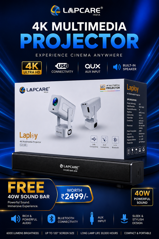 Lapcare Laploy 4K Multimedia Projector + FREE 40W Soundbar