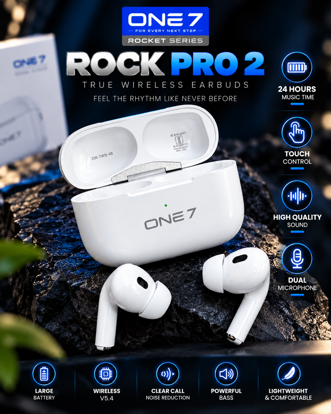 ONE 7 Rock Pro 2 – Premium TWS Earbuds