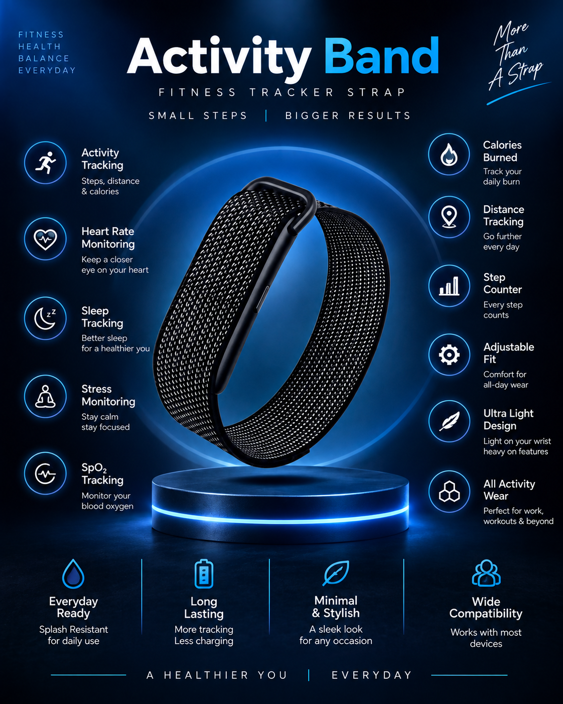 Smart Fitness Activity Band – Heart Rate, Sleep & Activity Tracker