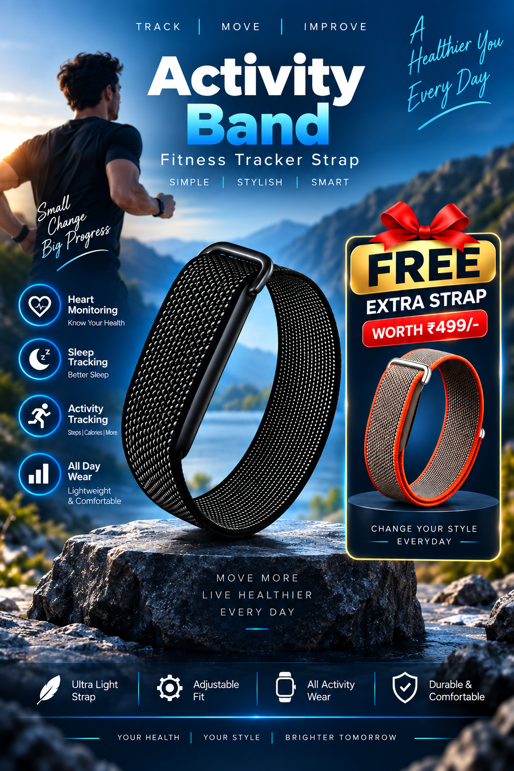Smart Fitness Activity Band – Heart Rate, Sleep & Activity Tracker