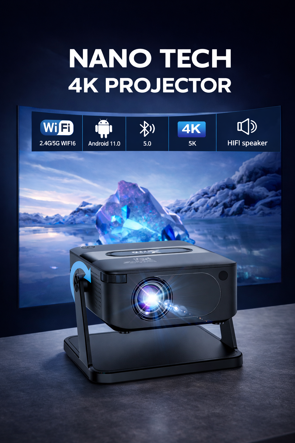 NANO TECH 4K Smart Portable Projector
