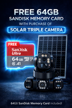 Intelligent Solar Security Camera – Triple Camera with SIM Support