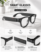 AI Smart Glasses AIMB-G2 – Capture Every Moment, Hands-Free | 8MP Camera & Open-Ear Audio