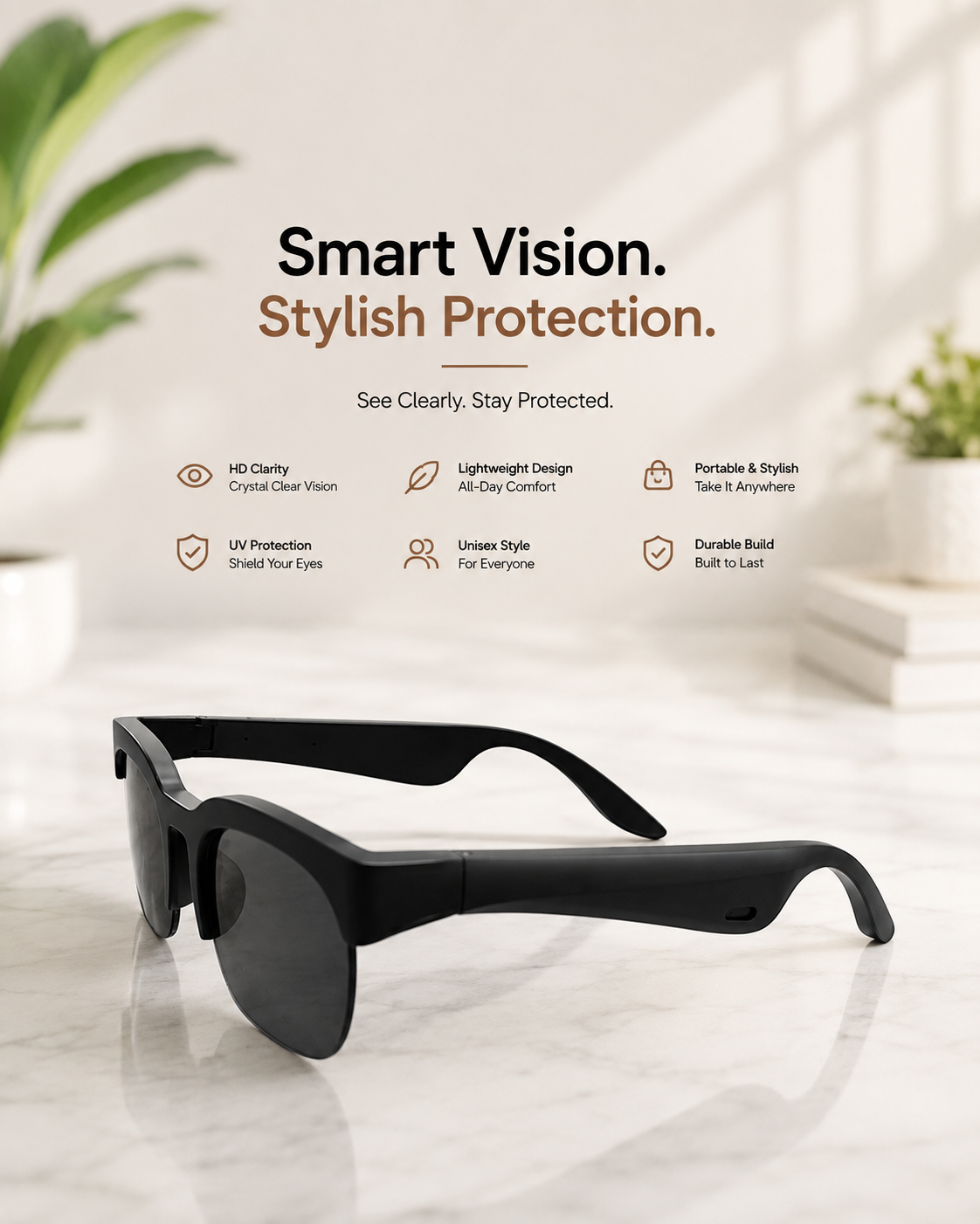Wireless Smart Glasses – Bluetooth 6.0