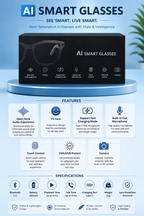 AI Smart Glasses with Camera & Bluetooth | Smart Audio Glasses for Calls, Music & Everyday Life
